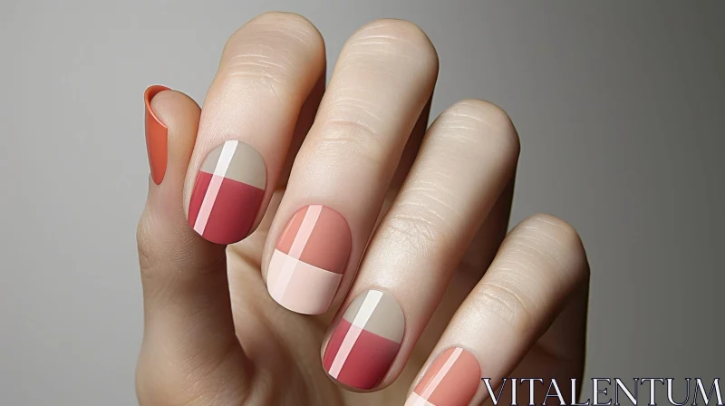 Elegant Pink and Red Manicure on a Hand