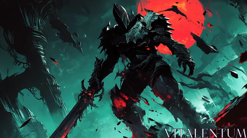 Armored Warrior with Sword Illustration