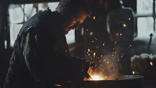 Medieval Blacksmith at Work