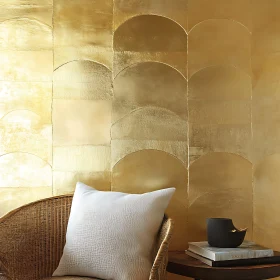 Luxe Interior Design with Gold Leaf Wall