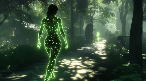 Neon Woman in Forest