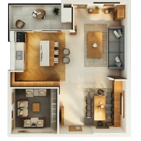 Apartment Interior Design Overhead View