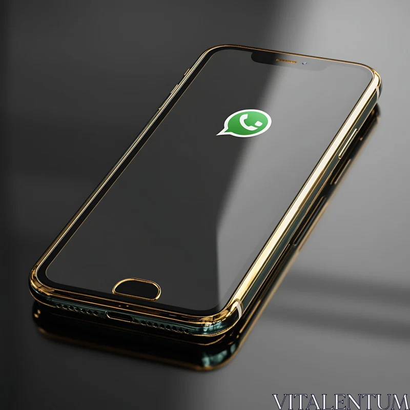 Golden Framed Phone with WhatsApp