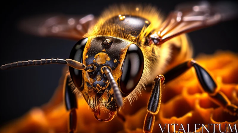 AI ART Metallic Bee Close-Up - An Abstract, Photorealistic Study