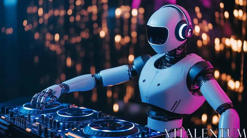 Robot DJ in Neon Lights AI Image