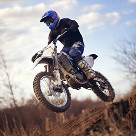 Dirt Bike Rider in Mid-Air