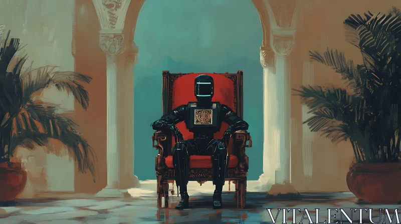 Regal Robot in Classical Setting AI Image