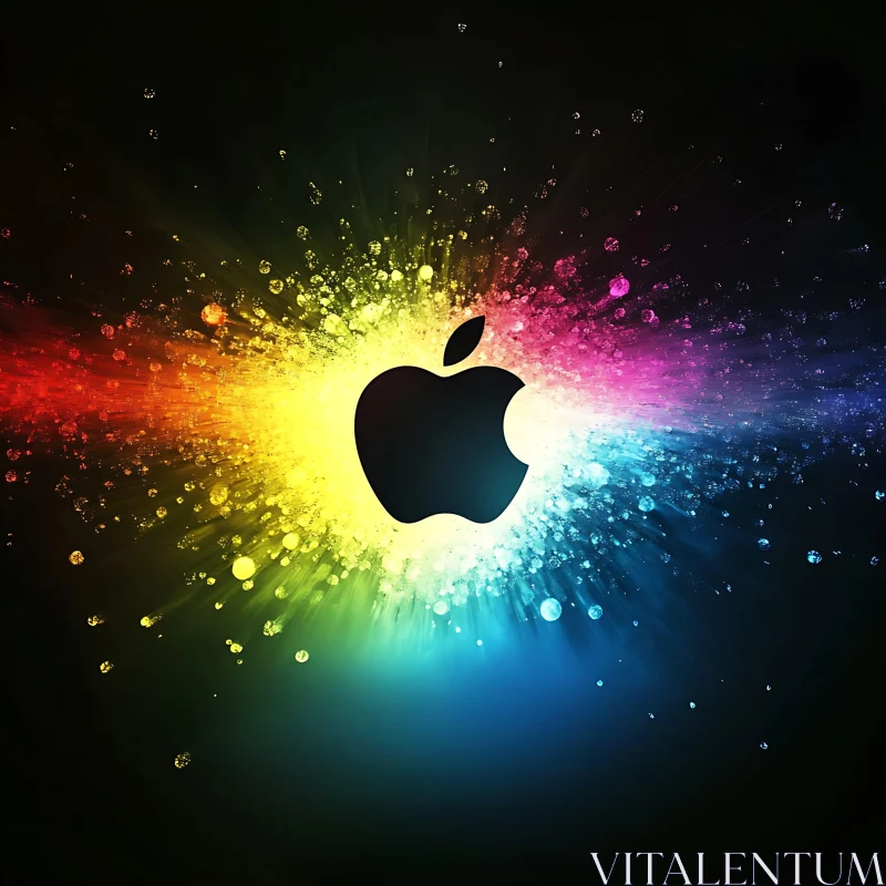 Abstract Apple Logo on Black Background AI Image