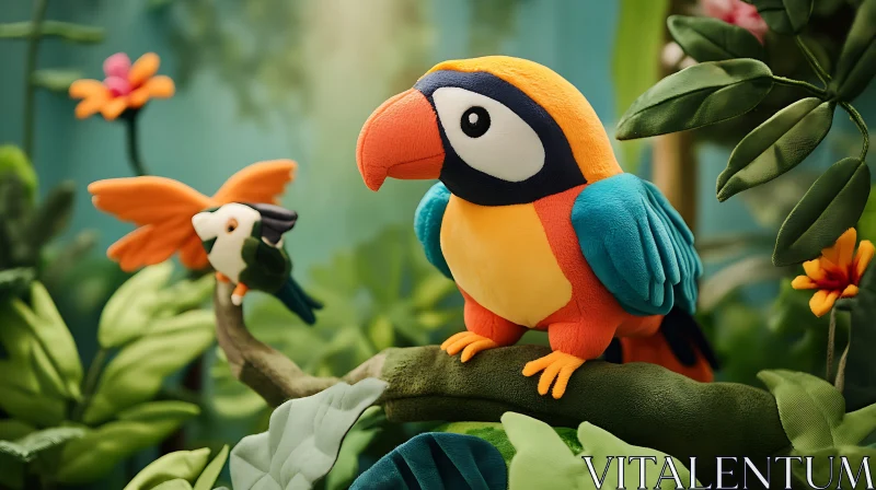 Whimsical Parrot Plush Toy AI Image