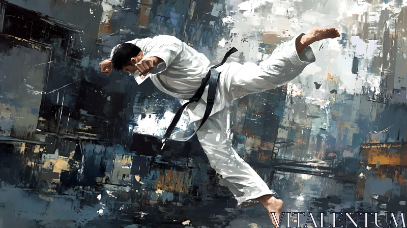 Karate Master in Action Painting AI Image