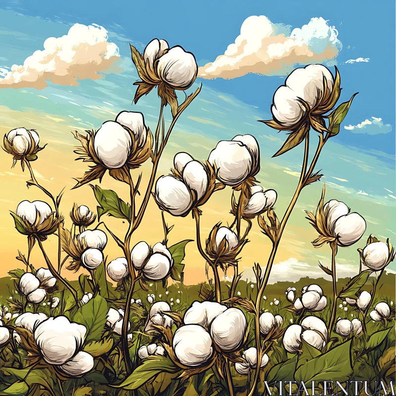 Field of Cotton Plants AI Image