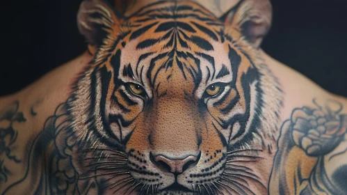 Realistic Tiger Tattoo Design on Back