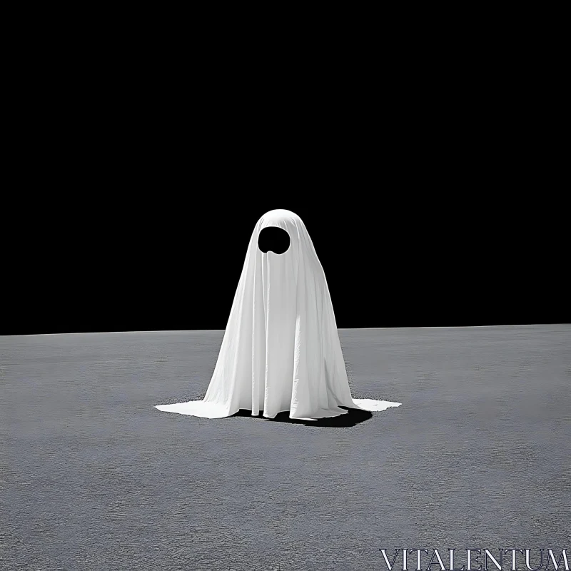 Minimalist Ghost: A Study in Black and White AI Image