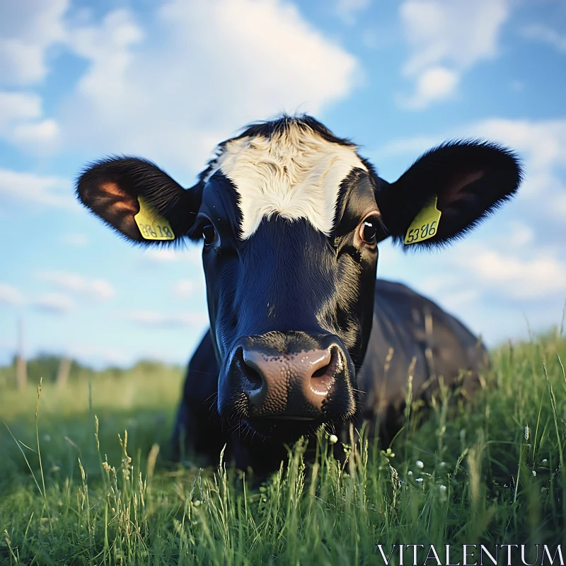 Resting Cow in Pasture AI Image