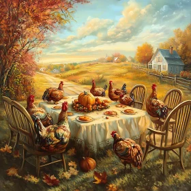 Autumn Gathering: Chickens Celebrate Thanksgiving