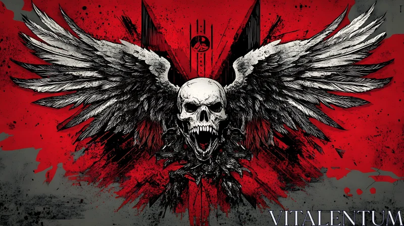 Winged Skull Graphic Art AI Image