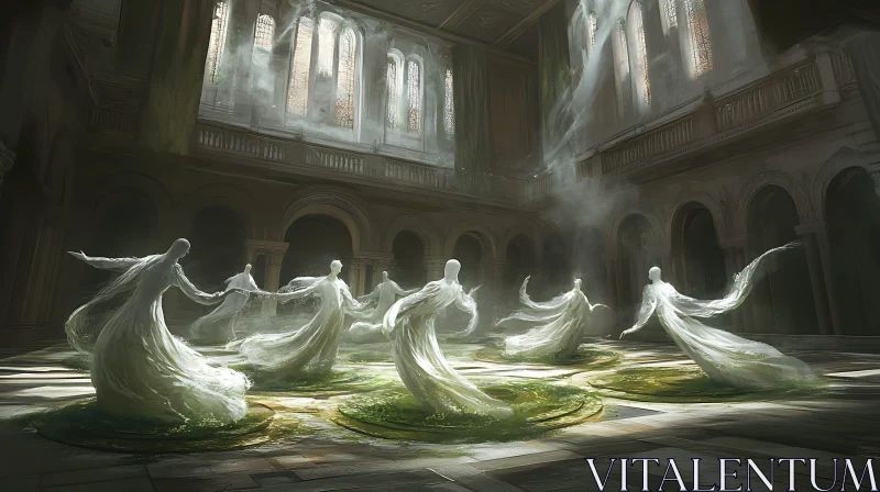 AI ART Ghosts Dancing in an Ancient Hall