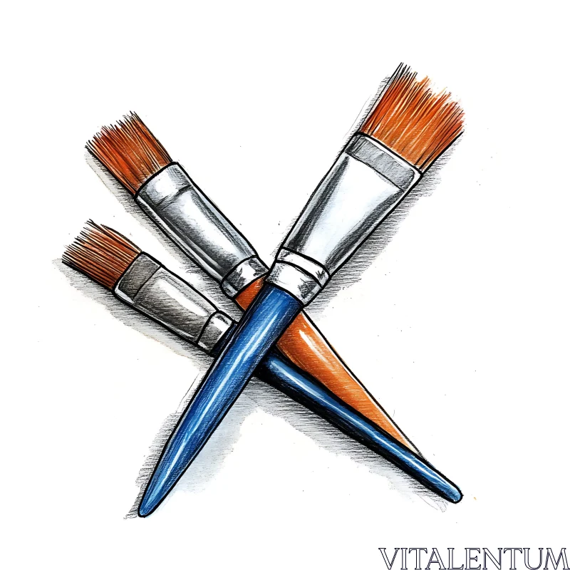 Crossed Paintbrushes Artwork AI Image