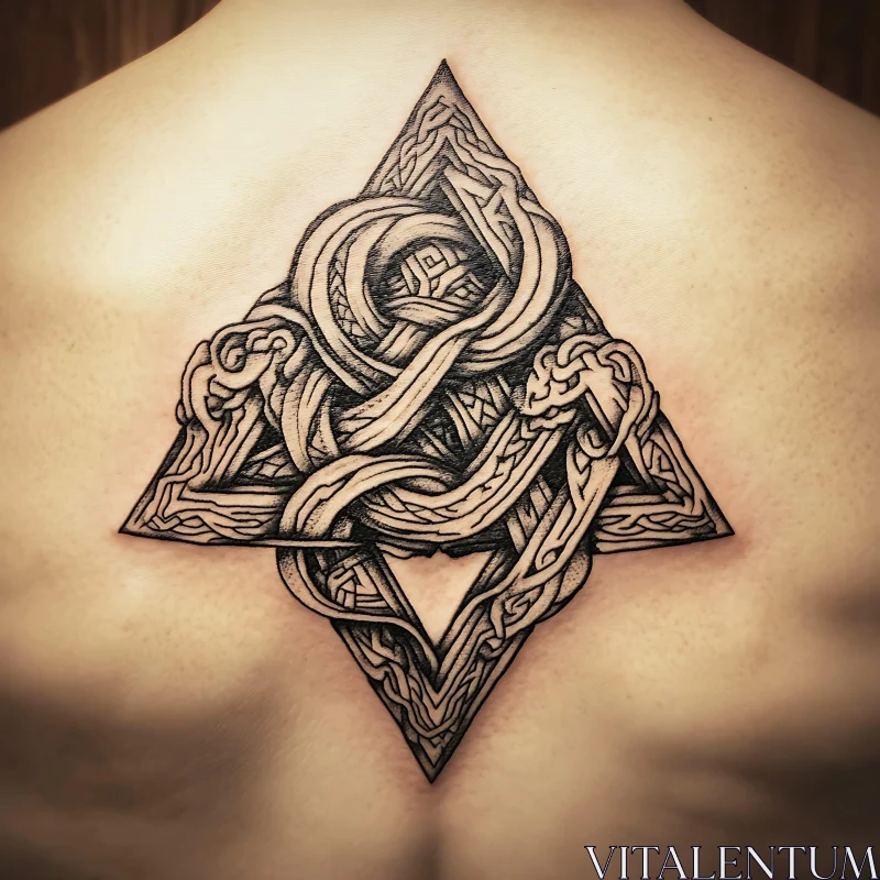 Celtic Knot Tattoo on Upper Back AI Image