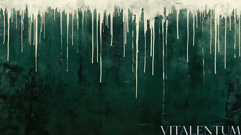 Green and White Drip Painting AI Image