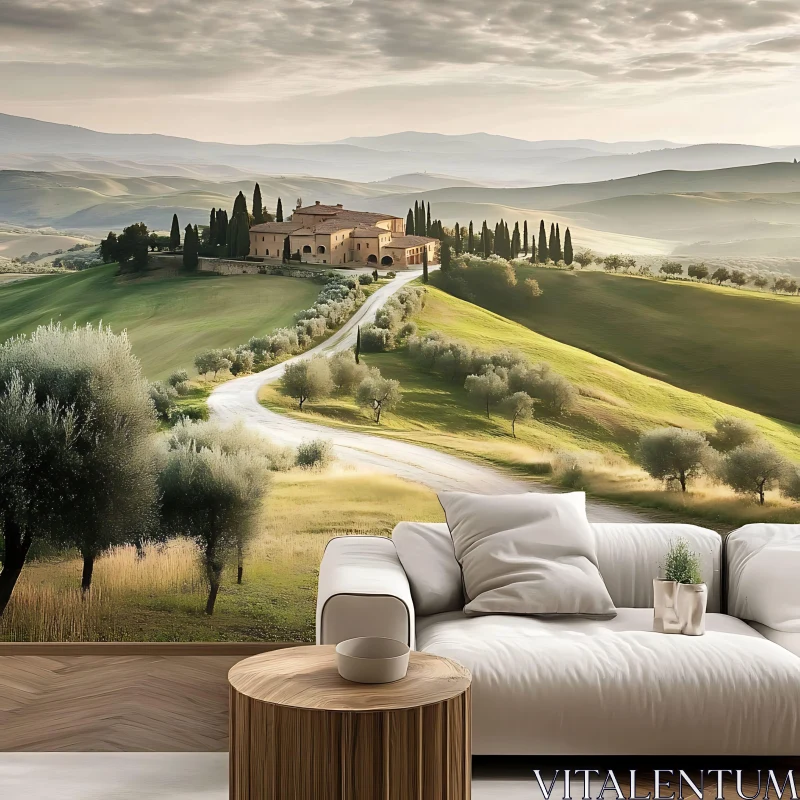 AI ART Italian Villa on Rolling Hills