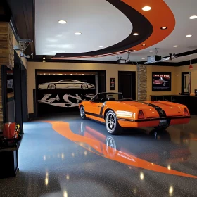 Classic Car in a Stylish Garage Interior