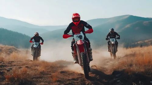 Dirt Bike Riders in Mountain Race