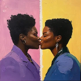 Kissing Women Portrait