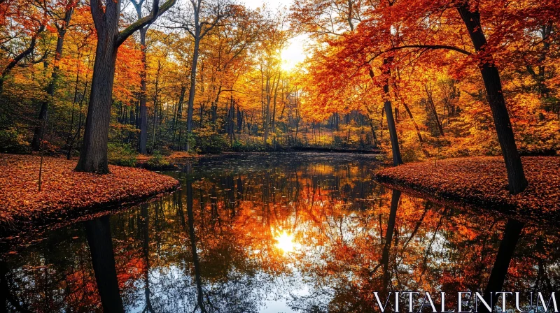 AI ART Tranquil Fall Foliage and Reflective Waters