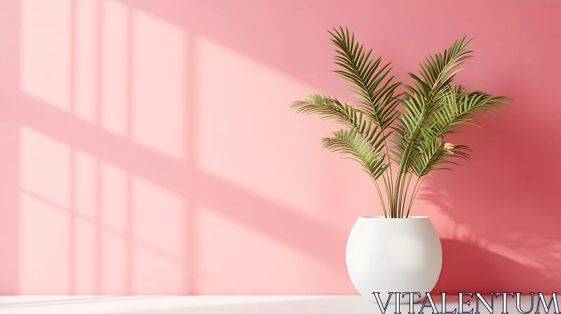 AI ART Indoor Plant with Pink Wall