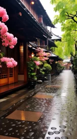 Captivating Flower Garden on a Serene Sidewalk | Japanese Renaissance Style