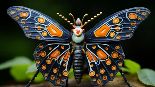 Colorful Butterfly Figurine - A Blend of Sci-Fi Baroque and Solarpunk