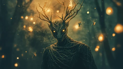 Mystical Forest Creature with Antlers