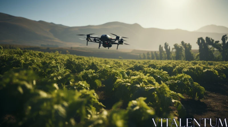 Drone Over Vineyards: A Blend of Industry and Nature AI Image
