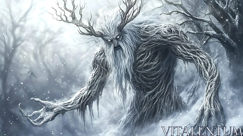 AI ART Spectral Forest Guardian Winter Art