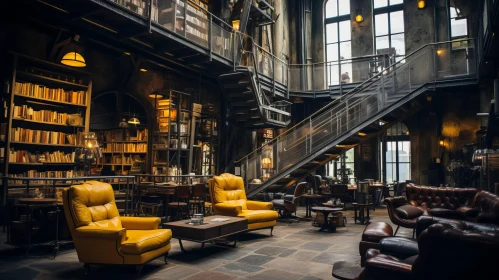 Gothic Steampunk Library: Captivating Urban Landscapes and Whistlerian Atmosphere