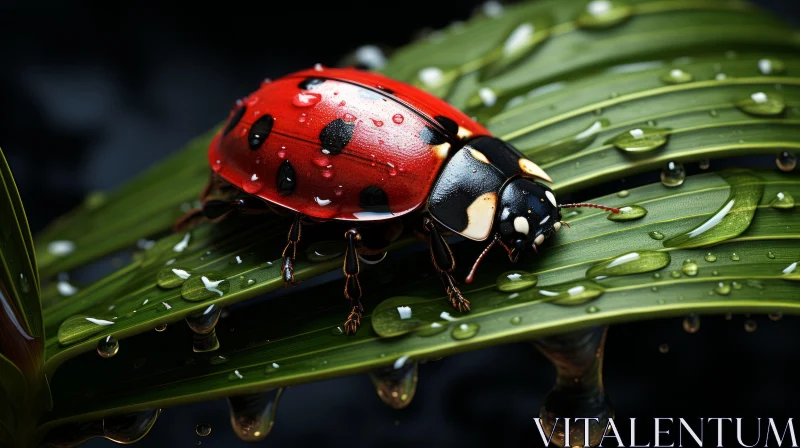 Ladybug on Leaf - A Photorealistic Still Life AI Image