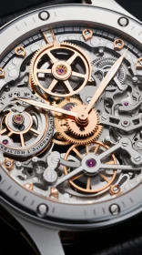 Skeleton Chronograph Watch with Rose Gold and Silver Face