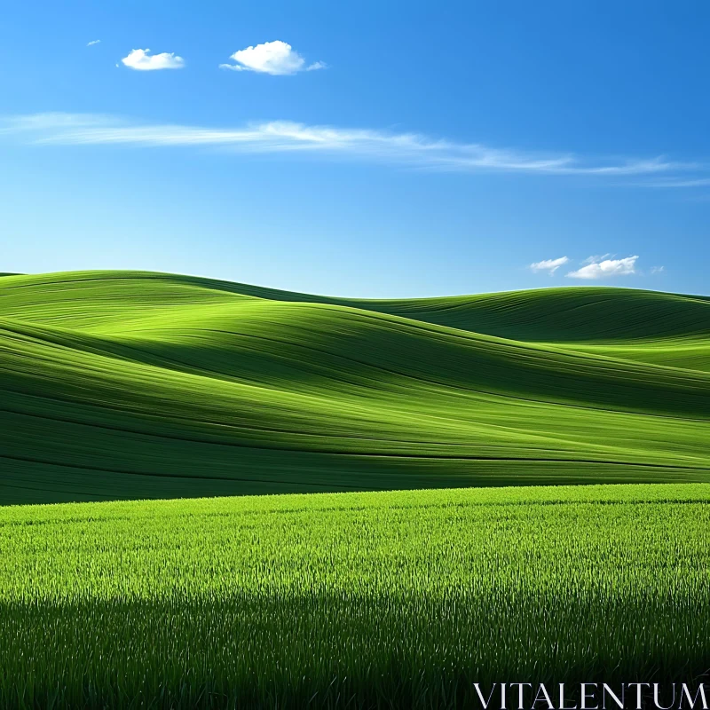 AI ART Serene Green Field Landscape