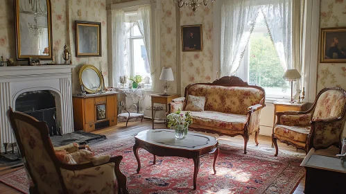 Elegant Vintage Room with Floral Accents