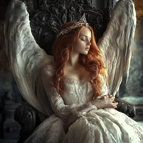 Red-Haired Angel with Wings