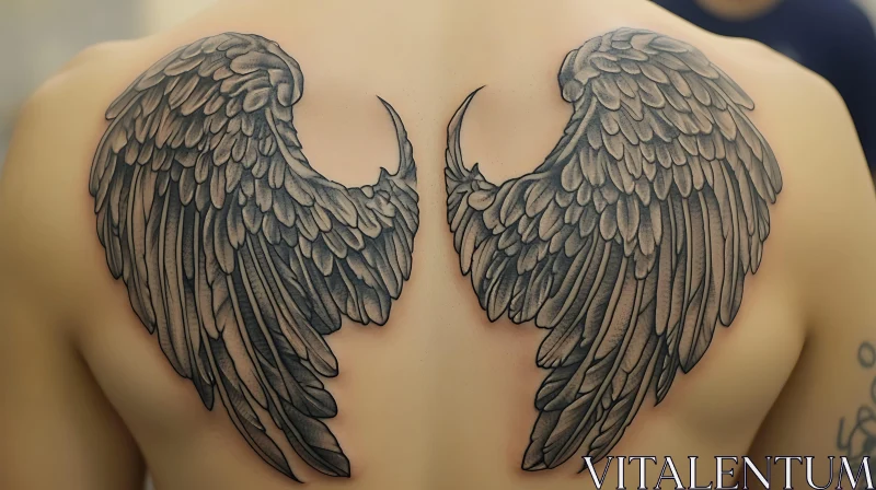 Intricate Angel Wing Tattoo Design AI Image