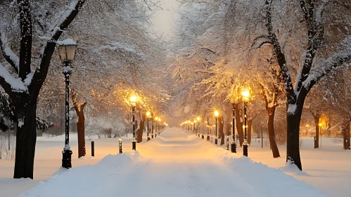 Illuminated Path in Winter Park