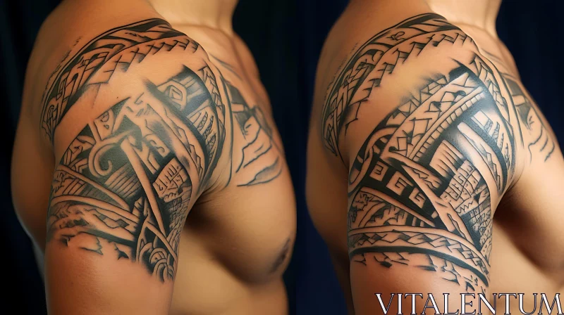 Polynesian Shoulder Tattoo Design AI Image