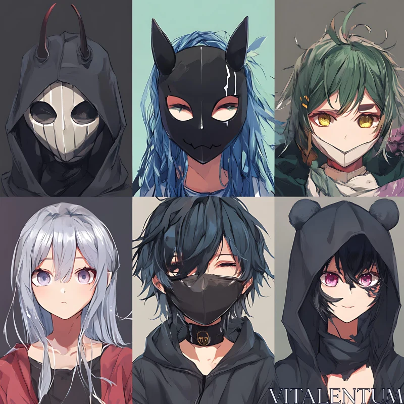 AI ART Anime Style Portraits with Unique Masks