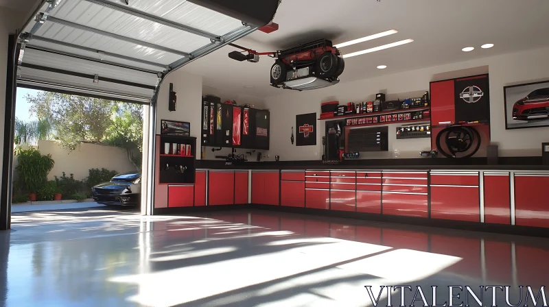 AI ART Automotive Garage with Red Storage