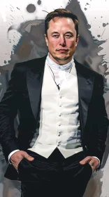 Elon Musk's Elegant Tuxedo Portrait