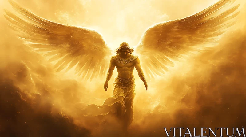 AI ART Winged Angel in Golden Light