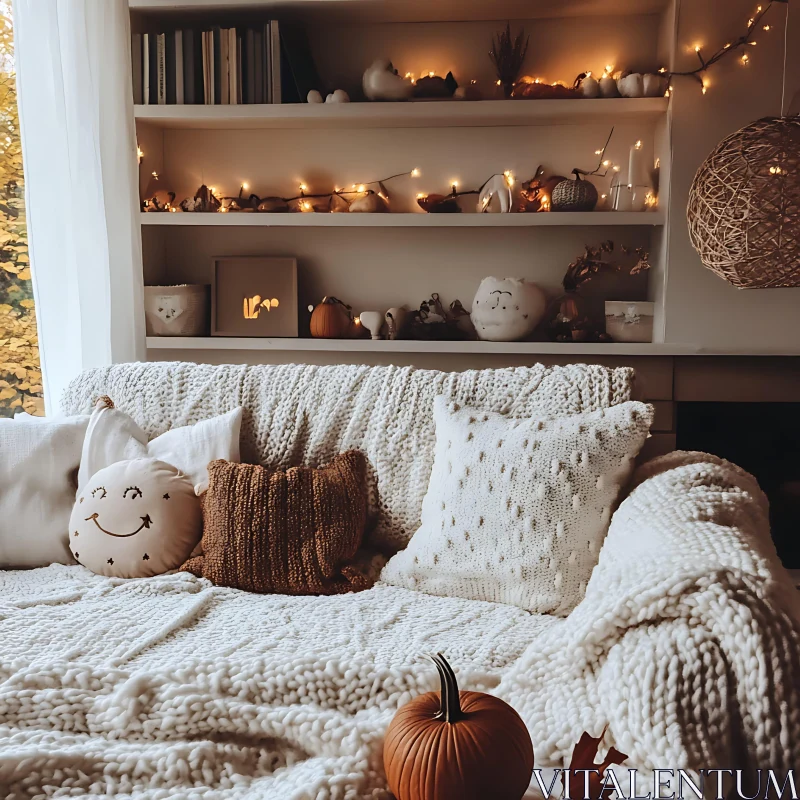 AI ART Autumnal Home Interior with Soft Textures