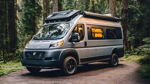 Silver Van in Forest